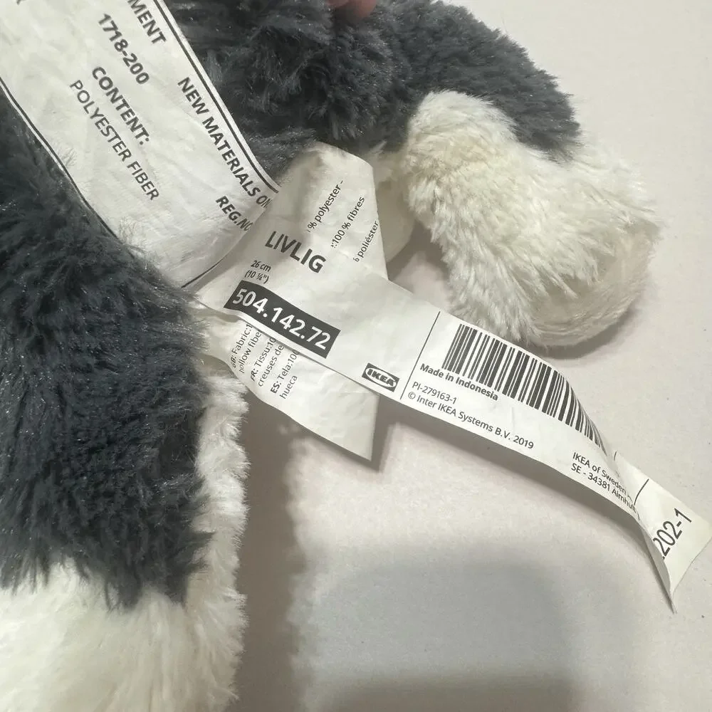 IKEA Livlig Siberian Plush Dog Husky Wolf Embroidered Eyes Stuffed Animal 10